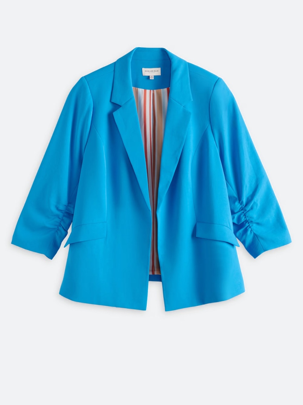 Skies are Blue Recycled Boyfriend Open Blazer Bright Blue Size 1X